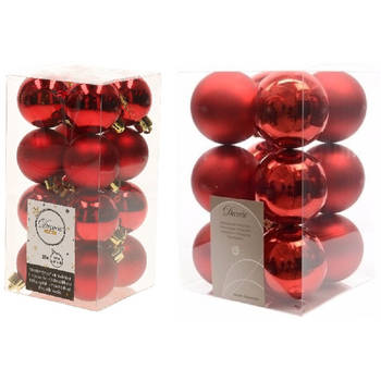 Kerstversiering kunststof kerstballen rood 4-6 cm pakket van 40x stuks - Kerstbal