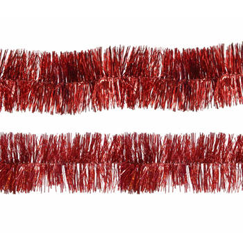 Decoris folie kerstslingers 4x stuks - rood - kunststof - 270 cm - Kerstslingers