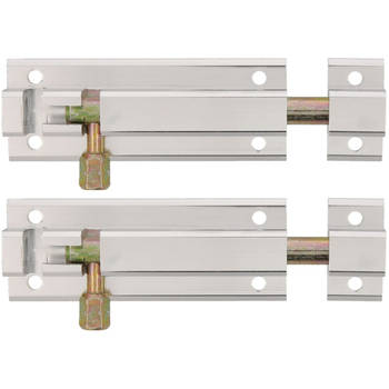 AMIG schuifslot - 2x - aluminium - 10 cm - zilver - deur - schutting - raam - Grendels