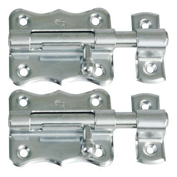 AMIG schuifslot/plaatgrendel - 4x - staal - 3 x 3.3 cm - verzinkt - zilver - deur - poort - Grendels