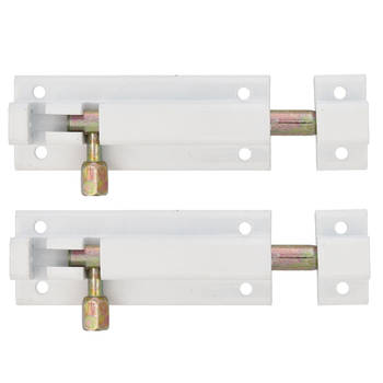 AMIG schuifslot - 2x - aluminium - 8 cm - wit - deur - schutting - raam - Grendels