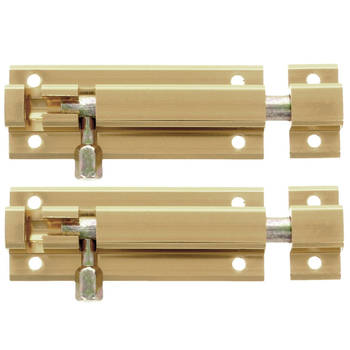 AMIG schuifslot - 4x - aluminium - 8 cm - goudkleur - deur - schutting - raam - Grendels