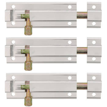 AMIG schuifslot - 3x - aluminium - 8 cm - zilver - deur - schutting - raam - Grendels