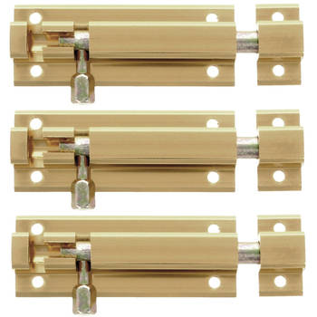 AMIG schuifslot - 6x - aluminium - 8 cm - goudkleur - deur - schutting - raam - Grendels