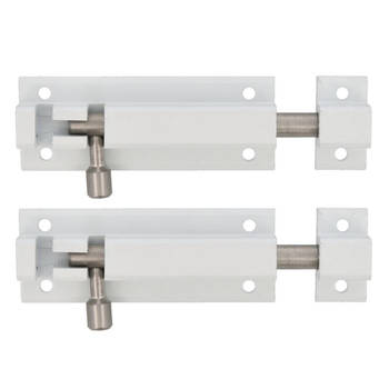 AMIG schuifslot - 2x - aluminium - 10 cm - wit - deur - schutting - raam - Grendels