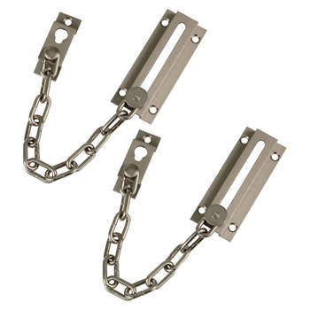 AMIG deurketting - 2x - messing - geborsteld zilver - 18 cm - incl schroeven  - Deurkettingen
