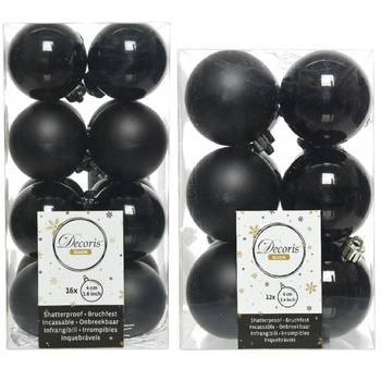 Kerstversiering kunststof kerstballen zwart 4-6 cm pakket van 40x stuks - Kerstbal