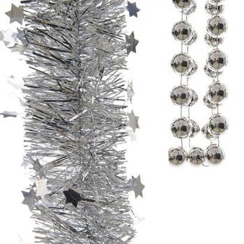 Kerstslingers set 3x stuks zilver - Kerstversiering - Kerstslingers