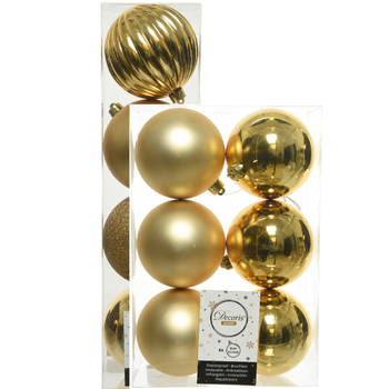 Decoris kerstballen 10x stuks goud 8-10 cm kunststof - Kerstbal