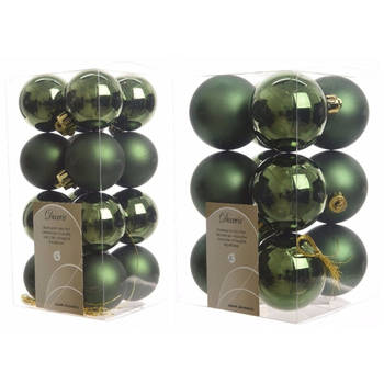 Kerstversiering kunststof kerstballen donkergroen 4-6 cm pakket van 40x stuks - Kerstbal