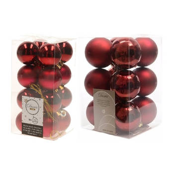 Kerstversiering kunststof kerstballen donkerrood 4-6 cm pakket van 40x stuks - Kerstbal