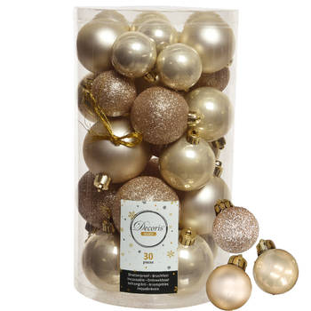 Decoris kerstballen 44x stuks champagne 3-4-5-6 cm kunststof - Kerstbal