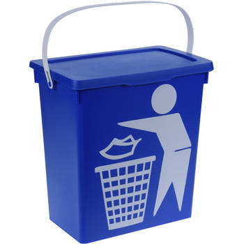Excellent Houseware Gft afvalbakje voor aanrecht - 12L - blauw - afsluitbaar - compostbakje - Prullenbakken