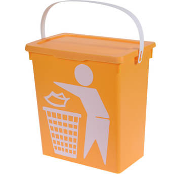 Excellent Houseware Gft afvalbakje voor aanrecht - 12L - geel - afsluitbaar - compostbakje - Prullenbakken