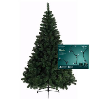 Kerstboom 210 cm incl. kerstverlichting lichtsnoer helder wit - Kunstkerstboom