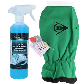 Ijskrabber met antivries spray voor auto - 500 ml - handschoen - ruitenontdooier - IJskrabbers