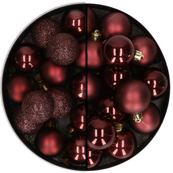 30x stuks kunststof kerstballen mahonie bruin 3 en 4 cm - Kerstbal