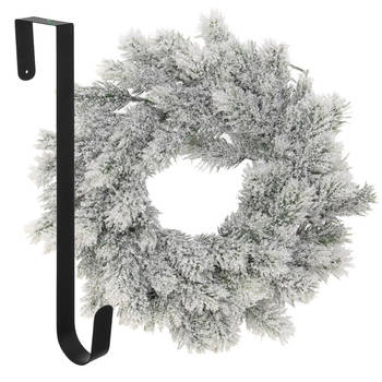 Kerstkrans 35 cm - groen - besneeuwd - met hanger/ophanghaak - kerstversiering - Kerstkransen