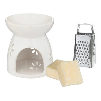 Amberblokjes/geurblokjes cadeauset - cashmere - inclusief geurbrander en mini rasp - Geurbranders