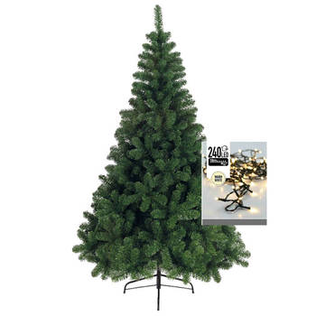 Kerstboom 180 cm incl. kerstverlichting lichtsnoer warm wit - Kunstkerstboom