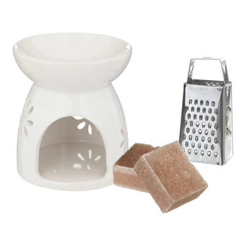 Amberblokjes/geurblokjes cadeauset - sandelhout - inclusief geurbrander en mini rasp - Geurbranders
