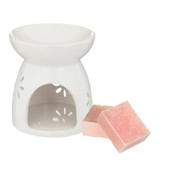Amberblokjes/geurblokjes cadeauset - roos geur - inclusief geurbrander - Geurbranders