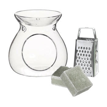 Ideas4seasons Amberblokjes/geurblokjes cadeauset - jasmijn - inclusief geurbrander en mini rasp - Geurbranders