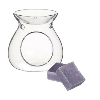 Ideas4seasons Amberblokjes/geurblokjes cadeauset - lavendel geur - inclusief geurbrander - Geurbranders
