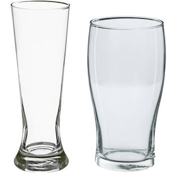 Bierglazen set - pilsglazen fluitje/pint glazen - 8x stuks - glas - Bierglazen