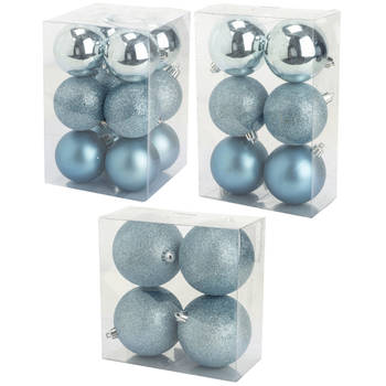 Kerstversiering set kerstballen ijsblauw 6 - 8 - 10 cm - pakket van 40x stuks - Kerstbal