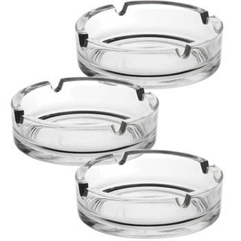 Glasmark Asbak - 3x - glas - D11 cm - transparant - voor binnen en buiten - Asbakken