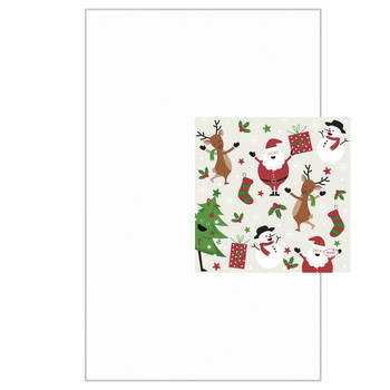 Tafelkleed met servetten kerst thema wit - Tafellakens