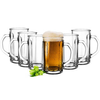 Glasmark Bierglazen - Bierpullen - transparant glas - 6x stuks - 500 ml - Oktoberfest - Bierglazen