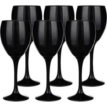 Glasmark Wijnglazen - 12x - Black collection - 300 ml - glas - Wijnglazen