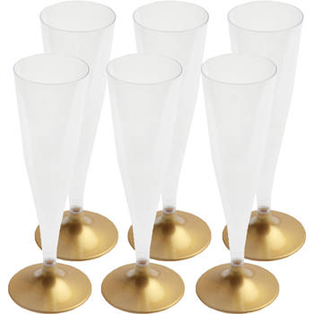 Champagneglazen - 50x - plastic - 140 ml - goud - herbruikbaar - Champagneglazen