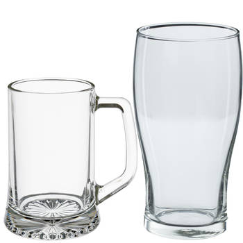 Bierglazen set - bierpullen/pint glazen - 8x stuks - glas - Bierglazen