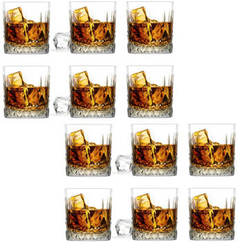 Glasmark Whiskeyglazen - 12x - Diamond - 280 ml - glas - waterglazen - Whiskeyglazen