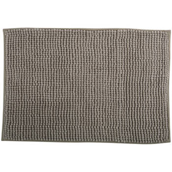 MSV Badkamerkleed/badmat voor op de vloer - beige - 40 x 60 cm - Microvezel - Badmatjes