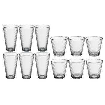 Set 12x stuks Benit-serie water/drink glazen 250 en 340 ml van glas - Drinkglazen