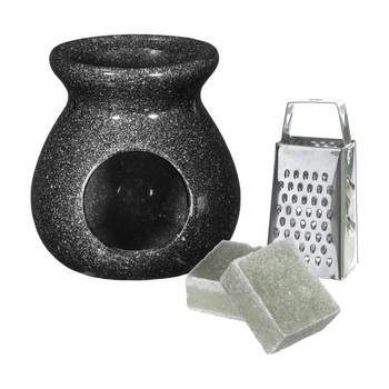 Ideas4seasons Amberblokjes/geurblokjes cadeauset - eucalyptus - inclusief geurbrander en mini rasp - Geurbranders