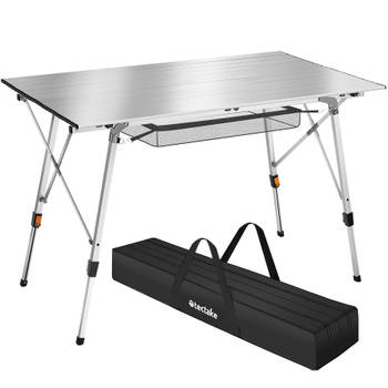 tectake® - Aluminium campingtafel kampeertafel klaptafel - in hoogte verstelbaar - zilverkleurig - 404984