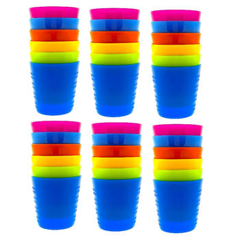 36 x Kunststof onbreekbare drinkbekers - BPA-vrij - 6 kleuren - 240 ml