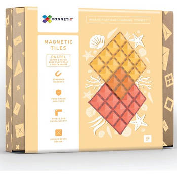 Connetix Magnetische Tegels Base Lemon Peach 2 Stuks