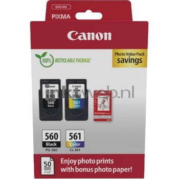 Canon CRG PG-560/CL-561 Multipack met fotopapier zwart en kleur cartridge