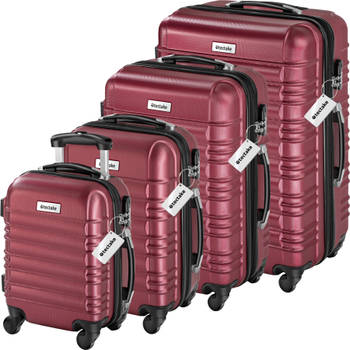 tectake® - Kofferset Mila 4-delig met bagageweegschaal en bagagelabel - rood