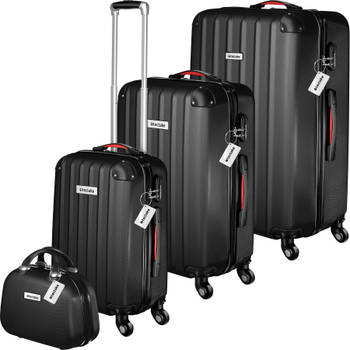 tectake® - reiskoffers - Kofferset Cleo 4-delig met bagageweger - zwart