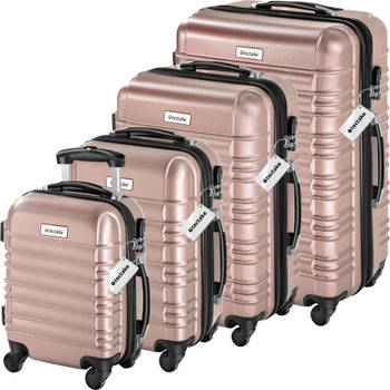 tectake® - Kofferset Mila 4-delig met bagageweegschaal en bagagelabel - rosegold
