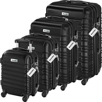 tectake® - Kofferset Mila 4-delig met bagageweegschaal en bagagelabel - zwart