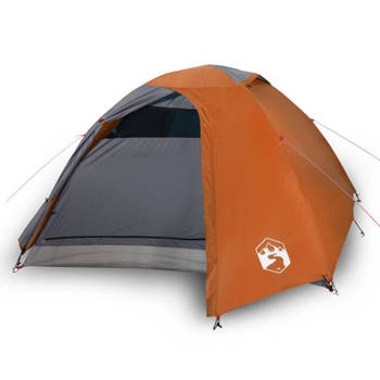vidaXL Tent 4-persoons 267x272x145 cm 185T taft grijs en oranje
