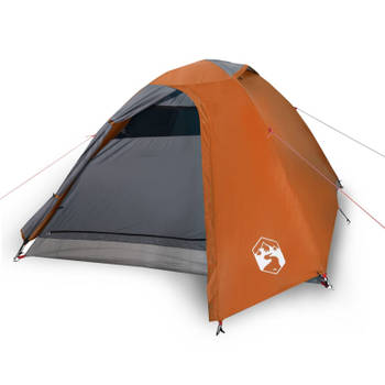 vidaXL Tent 2-persoons waterdicht verduisterend stof grijs en oranje